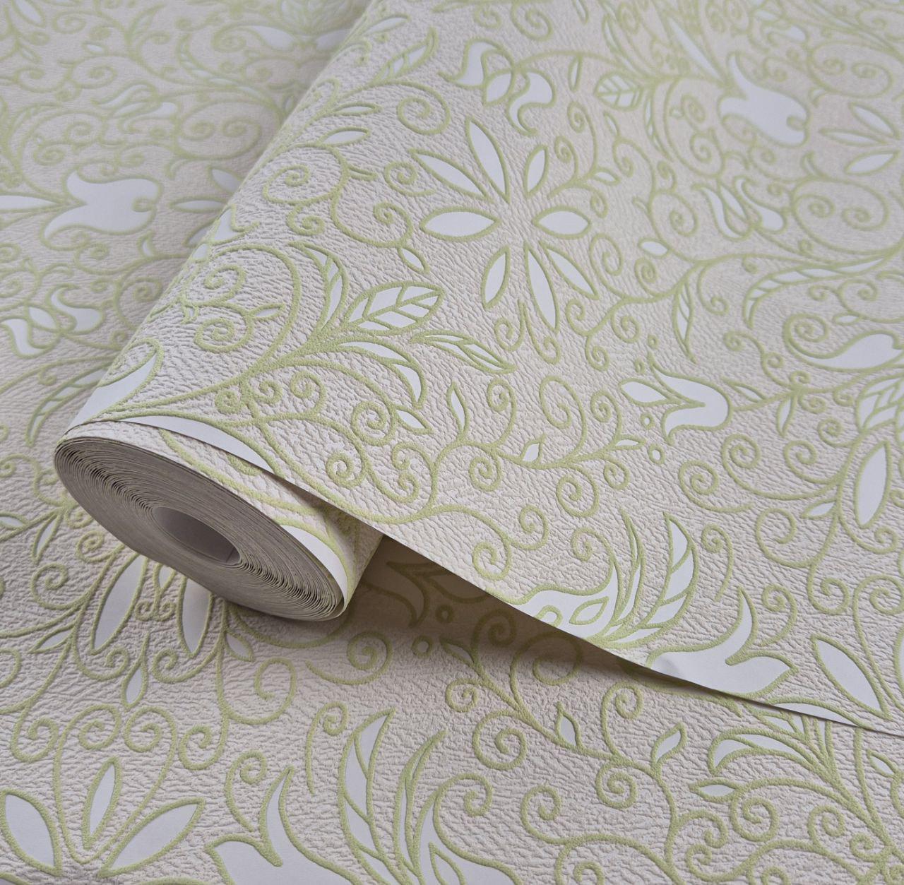 Шпалери вінілові Marburg на флізеліні 0,53×10,05 м Бежево-салатовий (57112)