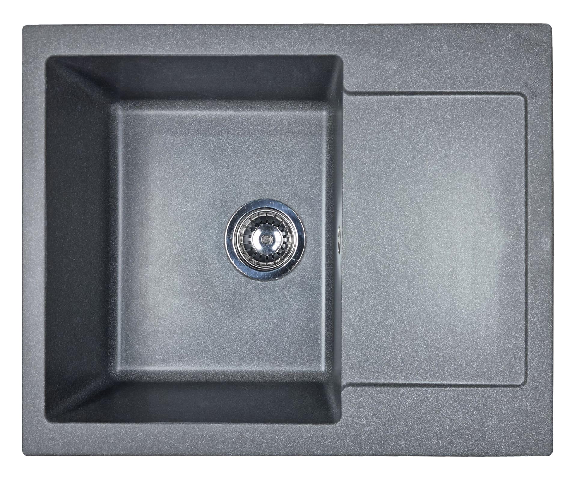 Мийка кухонна з крилом Adamant Minimal 615x495x200 мм штучний камінь врізна Сірий (1824296102304)