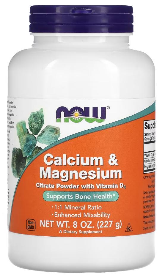 Кальцій та Магній Цитрат з вітаміном Д3 NOW Calcium Magnesium Citrate Powder with Vitamin D3 227 г