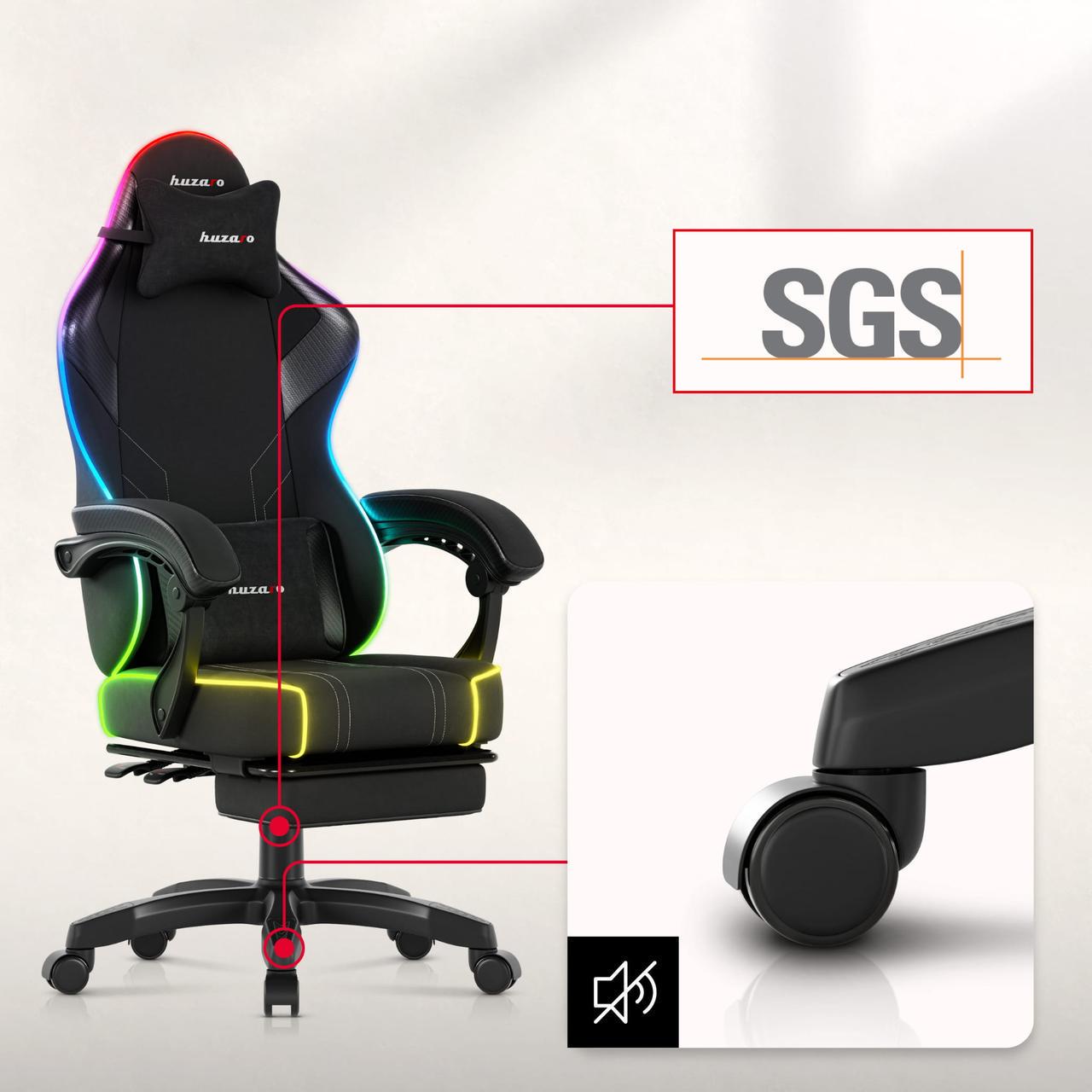 Крісло комп'ютерне Huzaro Force 3.7 RGB тканина Black (29953260) - фото 6 Крісло комп'ютерне Huzaro Force 3.7 RGB тканина Black (29953260) - фото 6