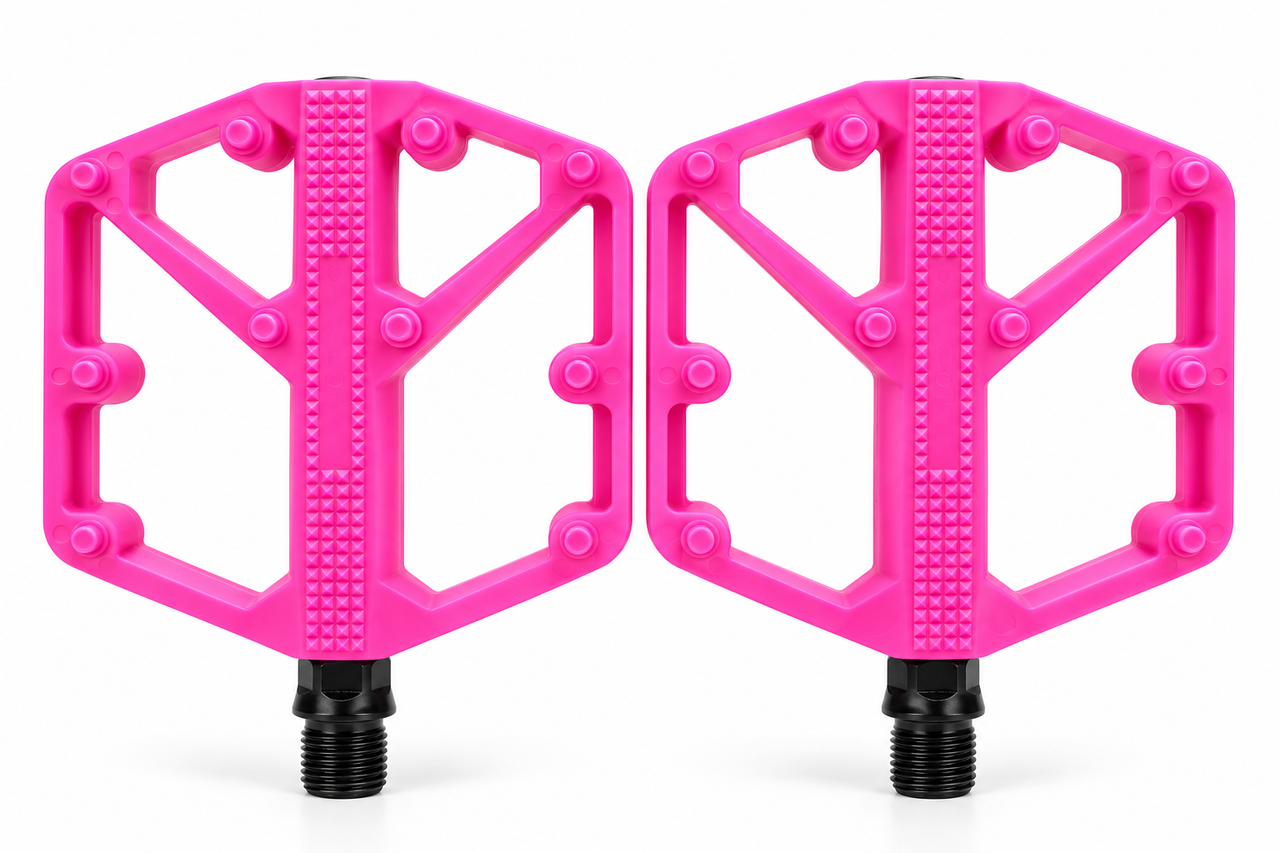 Педали велосипедные нейлоновые с шипами Feel Fit 275 г платформенные для MTB BMX 105х100 мм