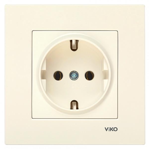 Розетка одинарная с заземлением Viko Karre Кремовой (00000012455)