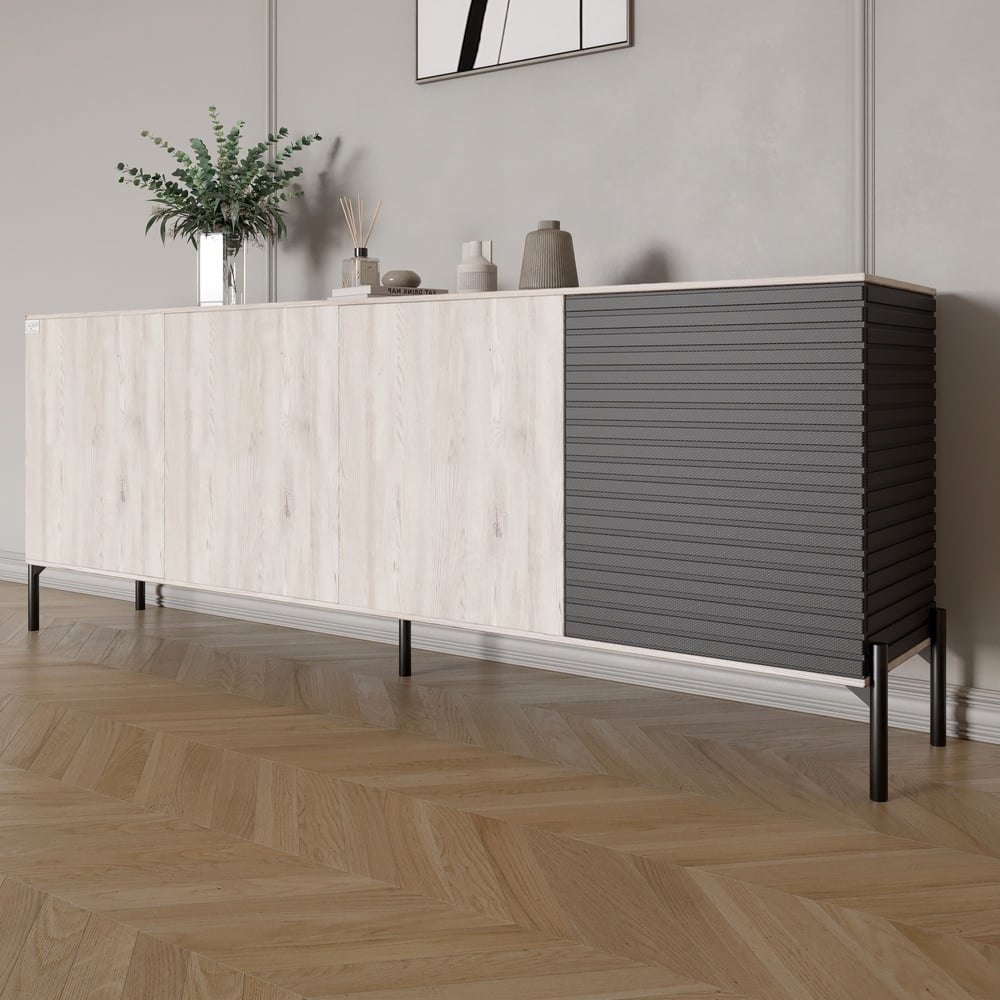 Комод Lion Грей 204x38x76,5 см Самоа Дымчатый/Асфальт (LION-042470)