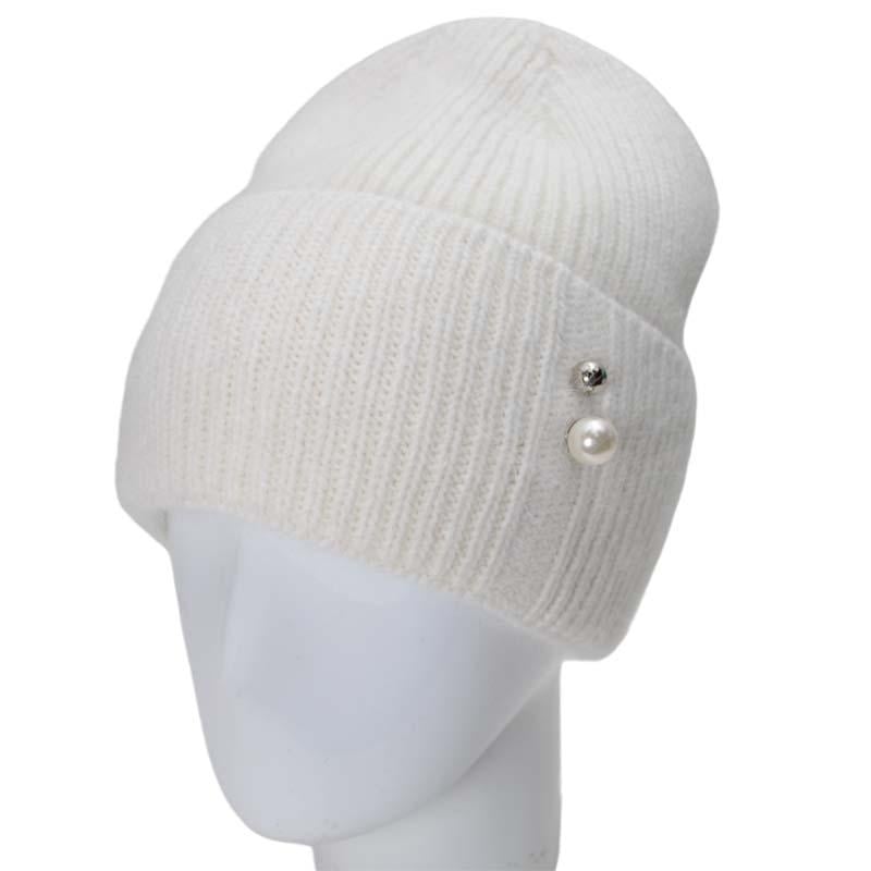 Шапка ангоровая женская зимняя Novita Веста one size Молочный