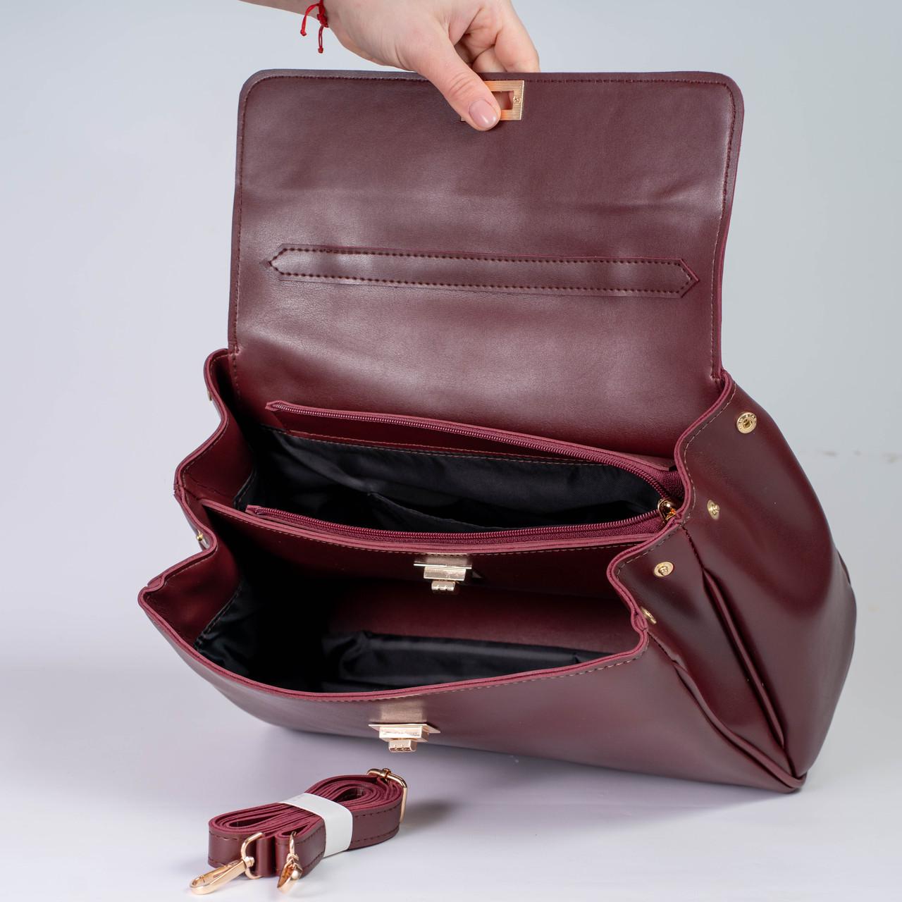 Сумка женская почтальона из экокожи XENIA № 67-24 Бордовый - фото 4 Сумка женская почтальона из экокожи XENIA № 67-24 Бордовый - фото 4