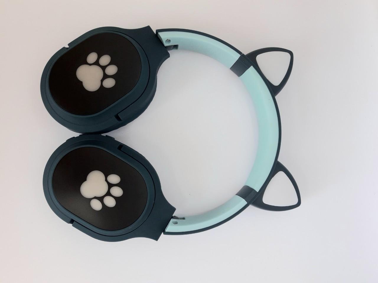 Беспроводные наушники Cat Ear VZV-380M Bluetooth с ушками и LED подсветкой Синий