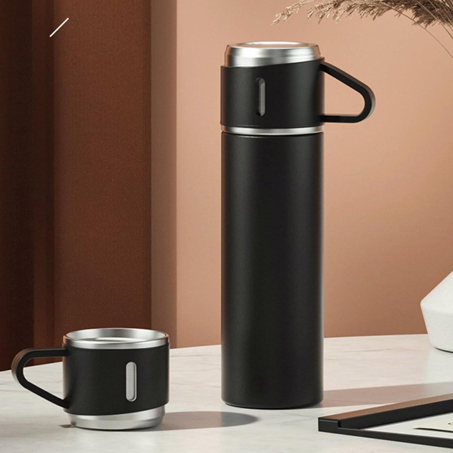 Набор Vacuum Flask термос и 3 чашки для горячих напитков 500 мл Black - фото 2 Набор Vacuum Flask термос и 3 чашки для горячих напитков 500 мл Black - фото 2