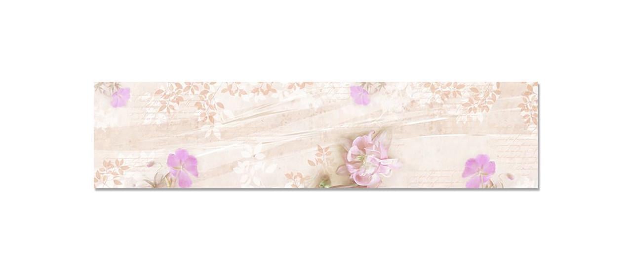 Кухонный фартук Бежевые цветы из самоклеющейся виниловой пленки 60х250 см Бежевый