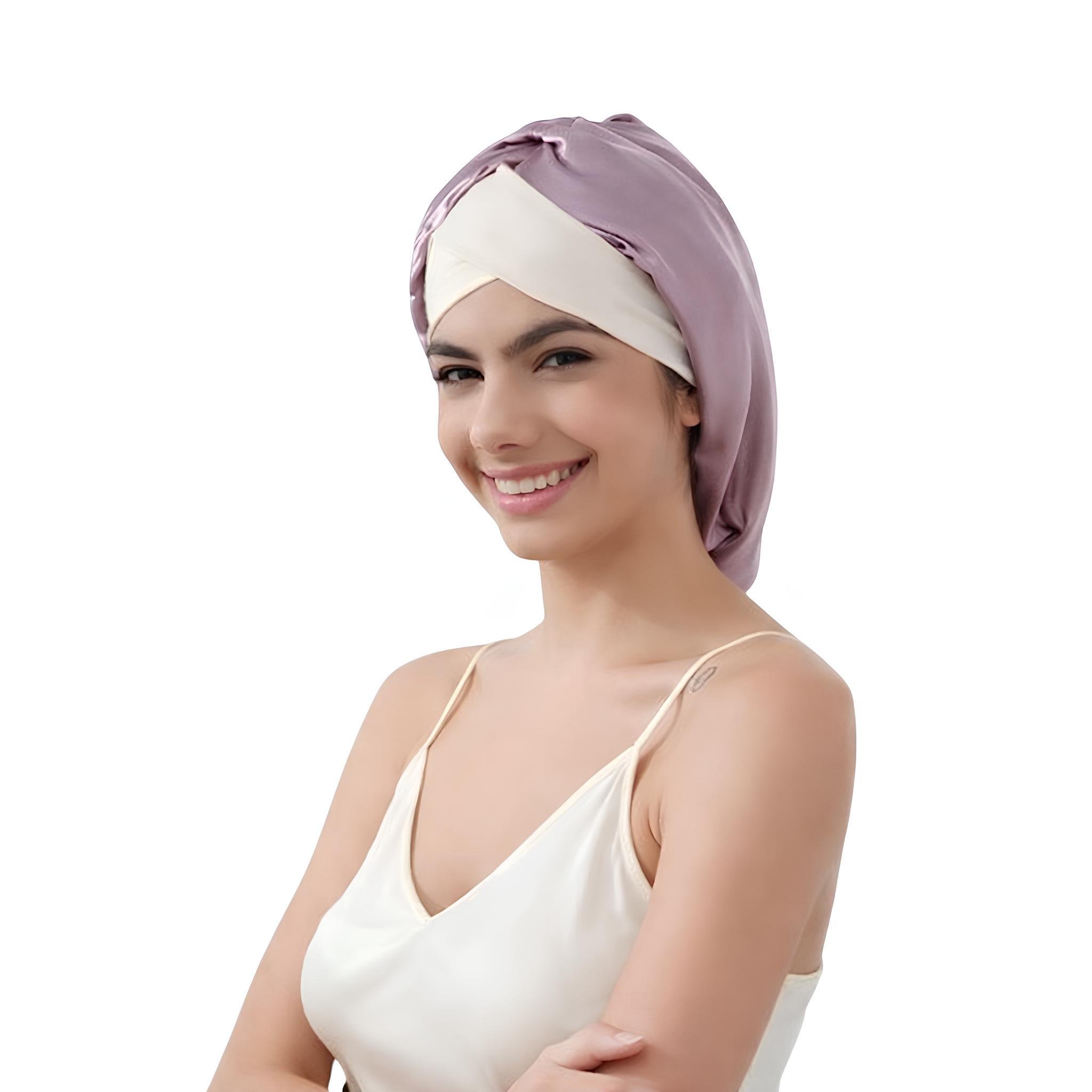 Шапочка для догляду за волоссям з 100% шовку Рожевий