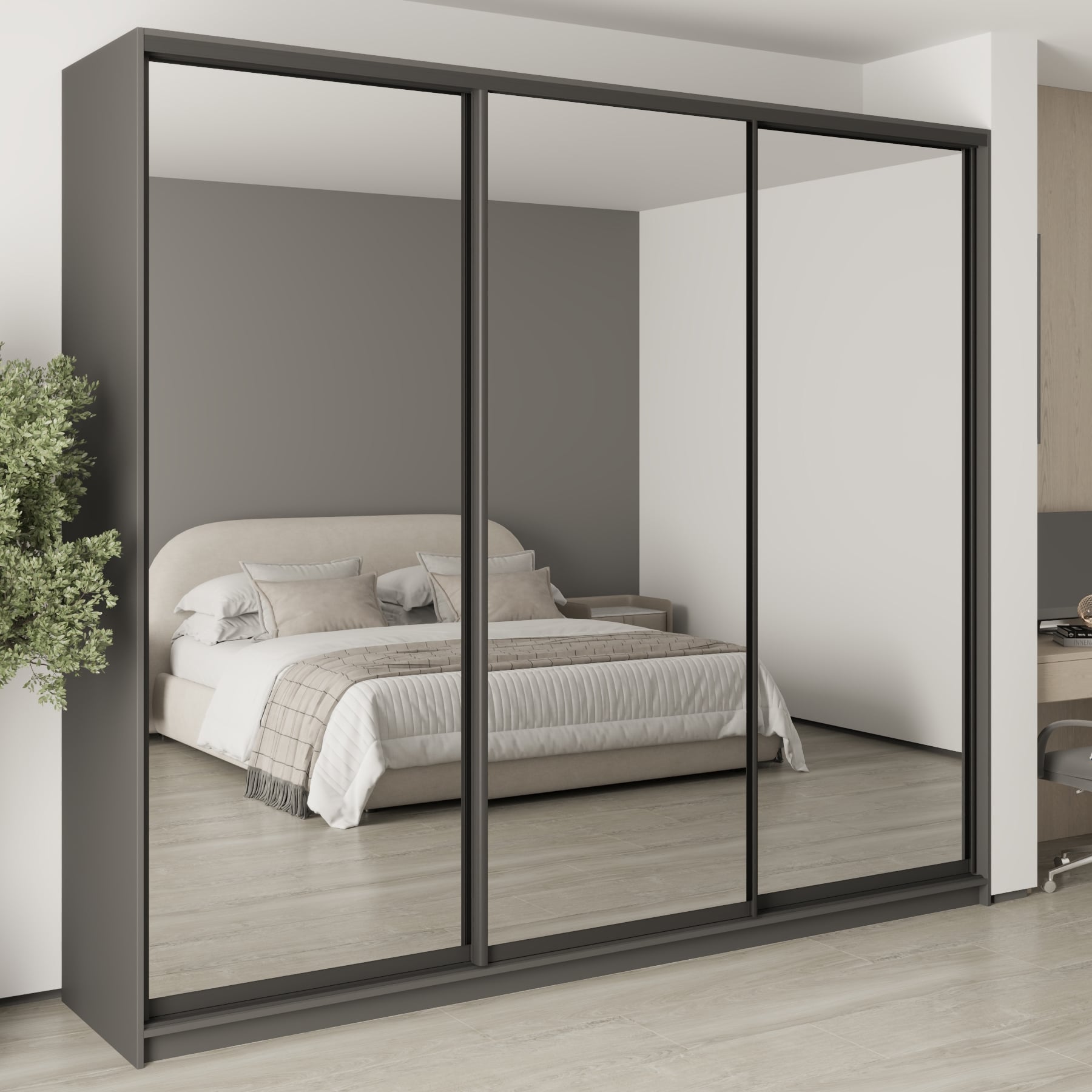 Шкаф-купе трехдверный Mebel Star Комбо BG MBS-9807 270х60х240 см Антрацит (1009796) Шкаф-купе трехдверный Mebel Star Комбо BG MBS-9807 270х60х240 см Антрацит (1009796)