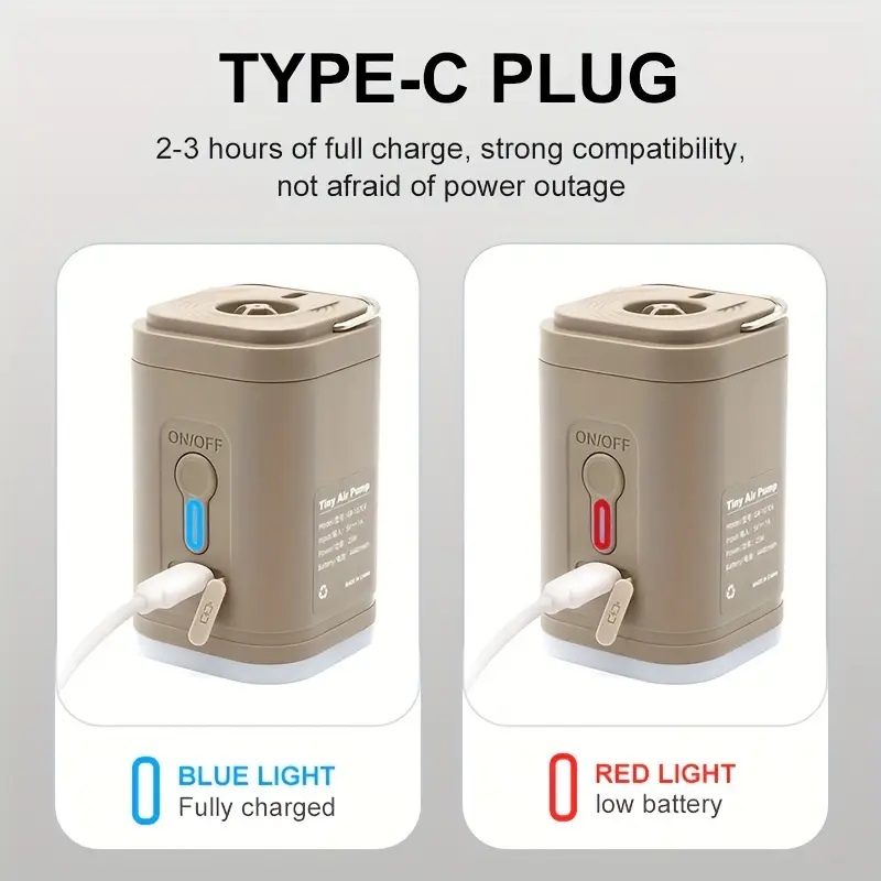 Насос-міні портативний електричний PACOONE 3в1 Бежевий (GR107C4) - фото 4 Насос-міні портативний електричний PACOONE 3в1 Бежевий (GR107C4) - фото 4