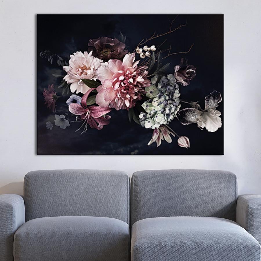 Картина для интерьера Розовый букет 80x60 см (P0510)