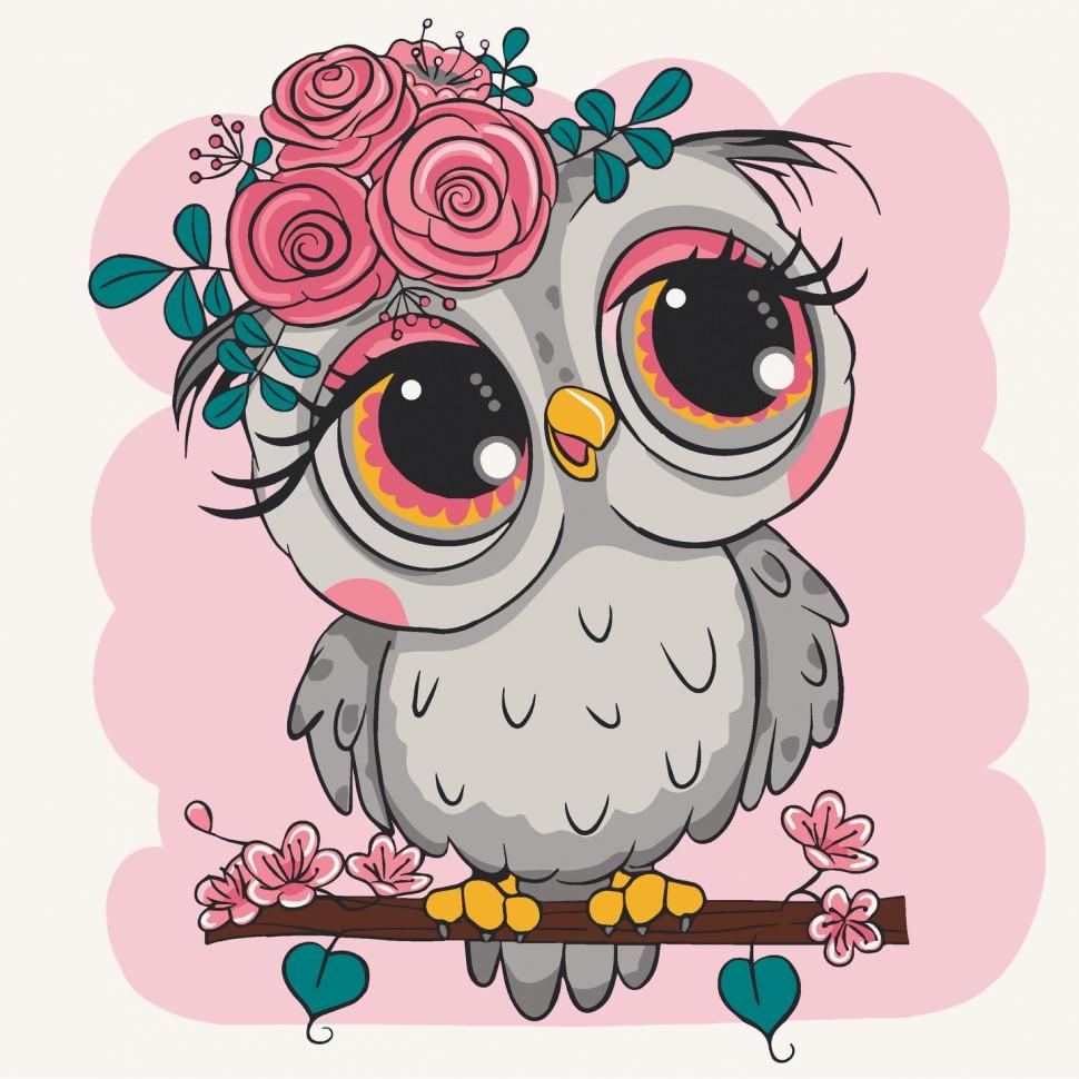 Картина по номерам ART CRAFT Совенок с цветами 30x30 см без коробки (ACR-15560-AC)