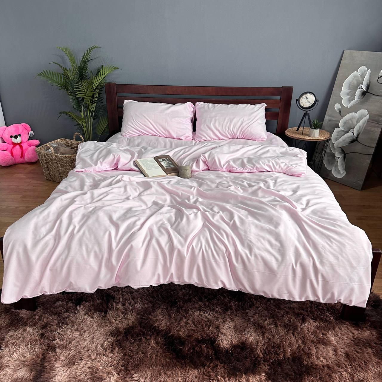 Комплект постельного белья однотонный полисатин полуторный 150х220/70х70 см Пудровый (26500072) - фото 1