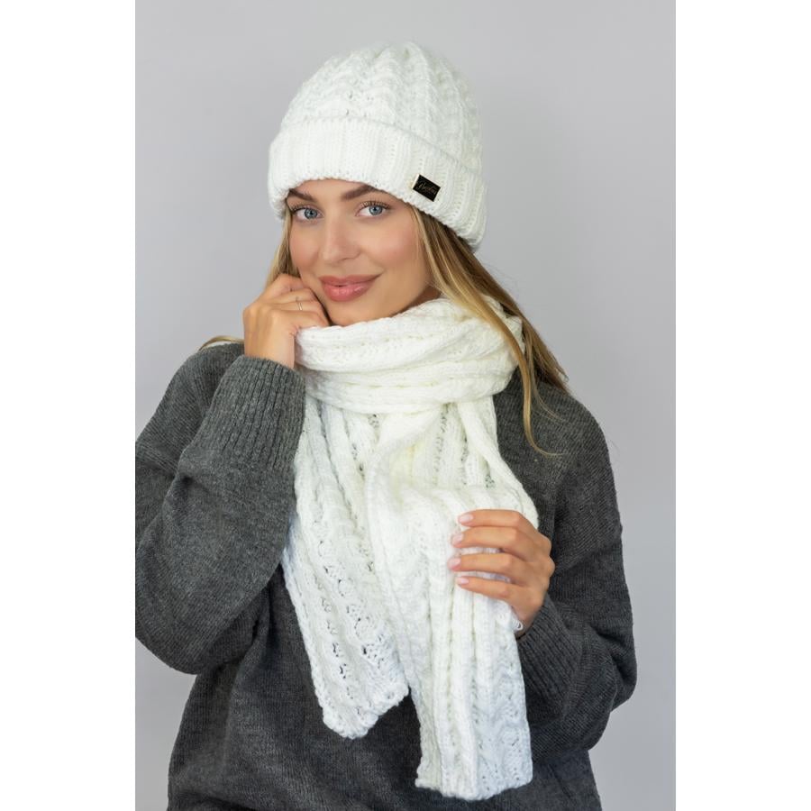 Комплект женский шапка утепленная флисом с шарфом Braxton 5306-1 One size Белый (275670)