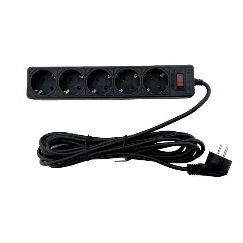 Сетевой фильтр Electro House с заземлением 5 гнезд 10А 5 м Черный (4077)