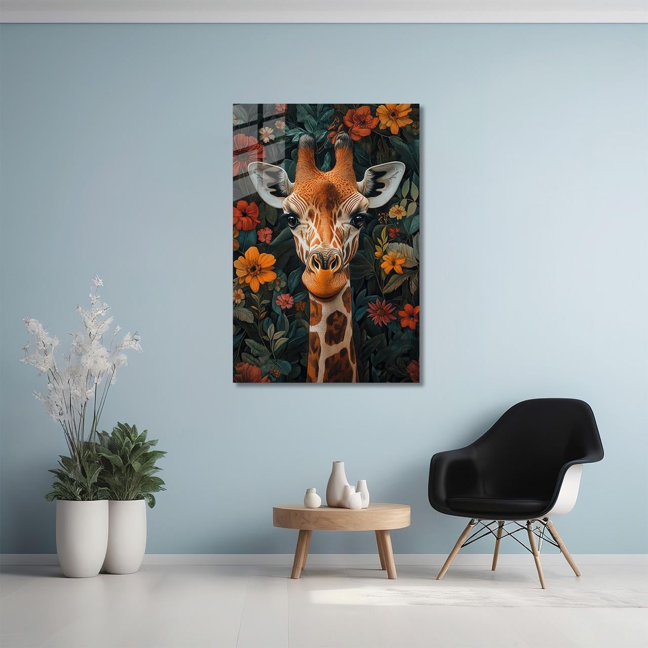 Картина на склі NovellaPrint Квітковий Жираф 60х90 см (468.3)