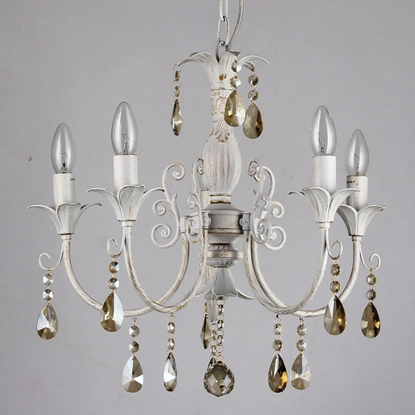 Люстра классическая Flora с камнями 5 свечей Белый (ML017/5)