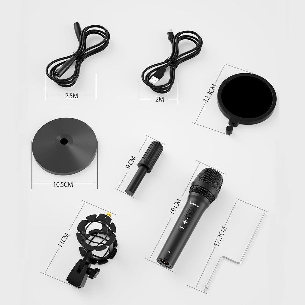 Maono AU-HD300 динамический XLR/USB микрофон c поп фильтром и пауком Черный - фото 3 Maono AU-HD300 динамический XLR/USB микрофон c поп фильтром и пауком Черный - фото 3