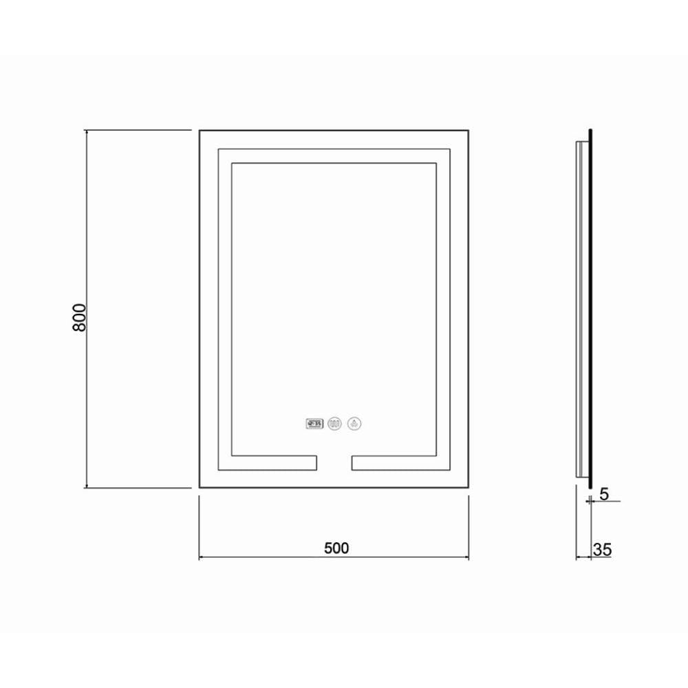 Дзеркало Qtap Mideya DC-F936 QT2078F936W з LED-підсвічуванням Touch/з антизапотіванням/з годинником/димером/регулюванням яскравості 500х800 мм (SD00036739) - фото 3