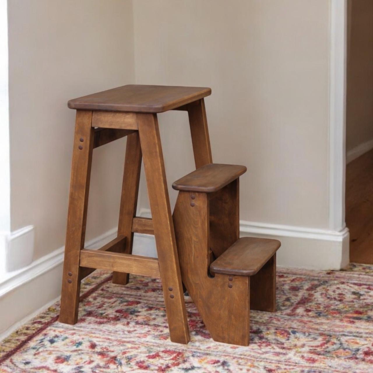 Табурет-лестница деревянный Студія Дерева Вільха Ретро бытовой 3 ступеньки Орех темный (31002862) - фото 4 Табурет-лестница деревянный Студія Дерева Вільха Ретро бытовой 3 ступеньки Орех темный (31002862) - фото 4