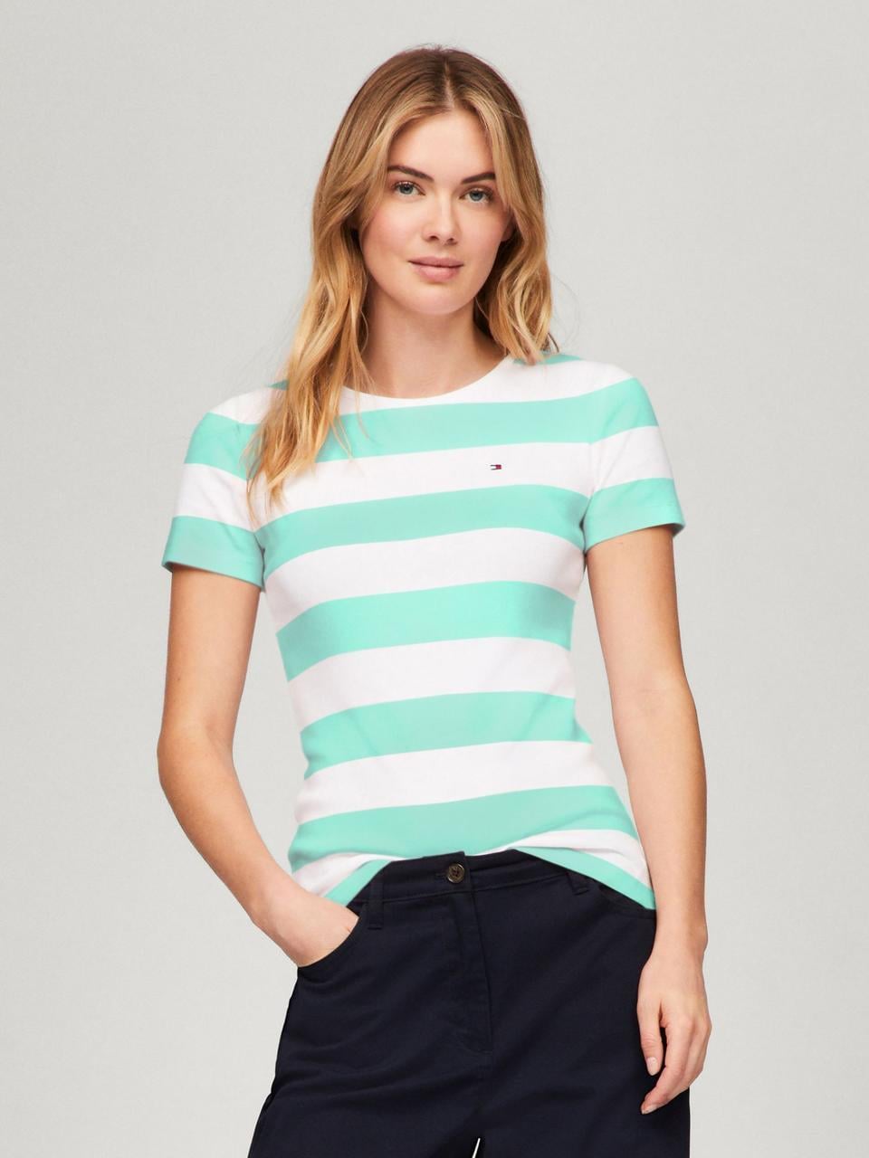 Футболка женская Tommy Hilfiger M Белый/Зеленый (2314057228)