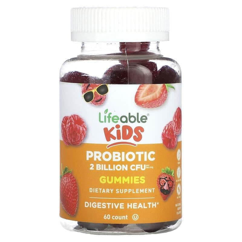 Пробіотики для дітей 1 млрд Lifeable Kids Probiotic Gummies смак ягід 60 мармеладок