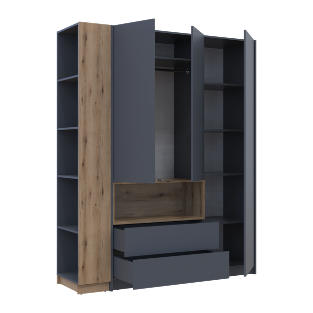 Шкаф для одежды Doros Дейл с нишей 150х52х220 см Графит/Дуб эвок (26501495)