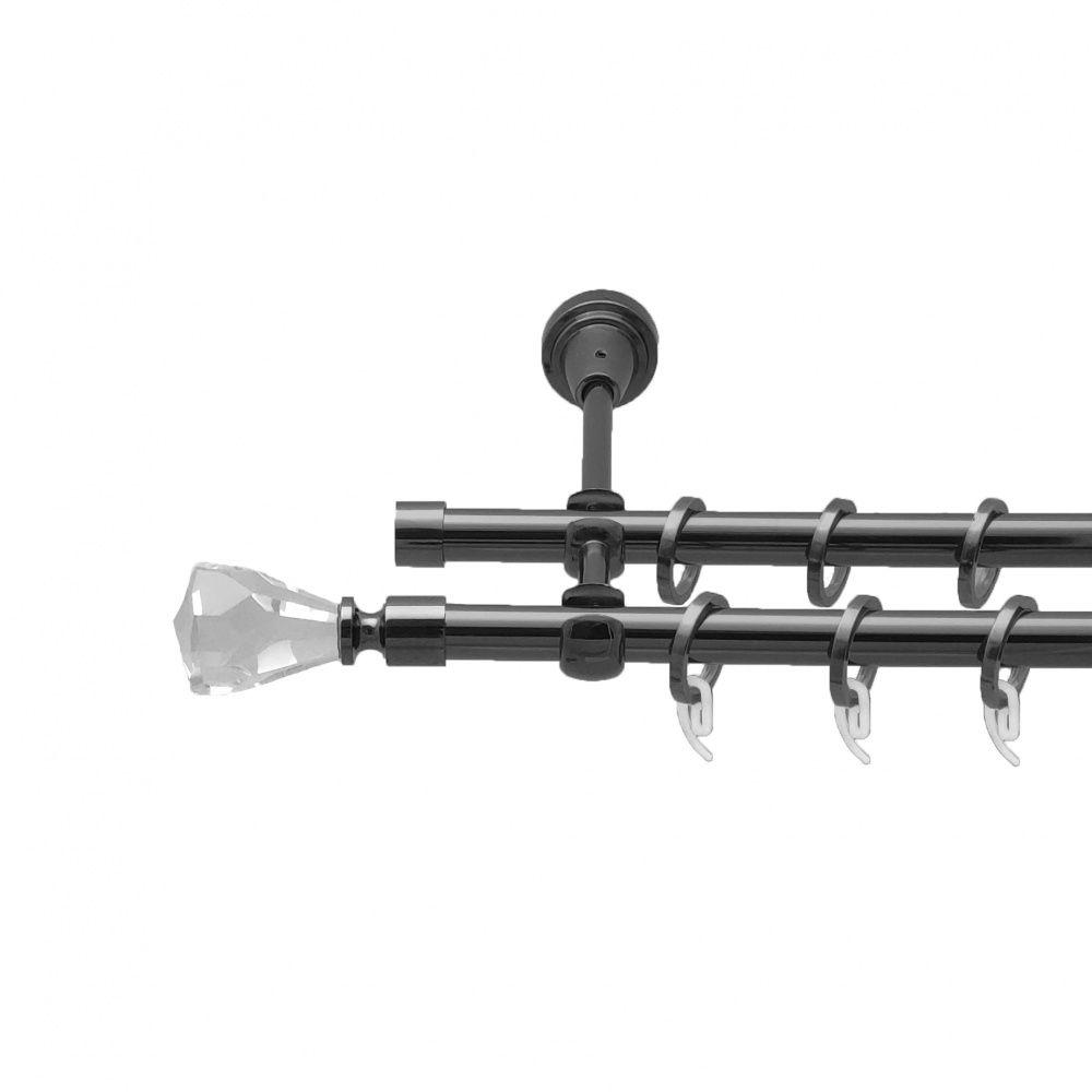 Карниз Orvit Лучетта металевий дворядний відкритий гладка труба кільце фасонне металеве 16/16 мм 240 см Онікс (4714288)