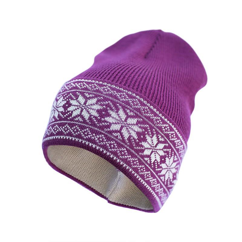 Шапка Софія 412-7 із вовни мериноса 50-54 см Фіолетовий