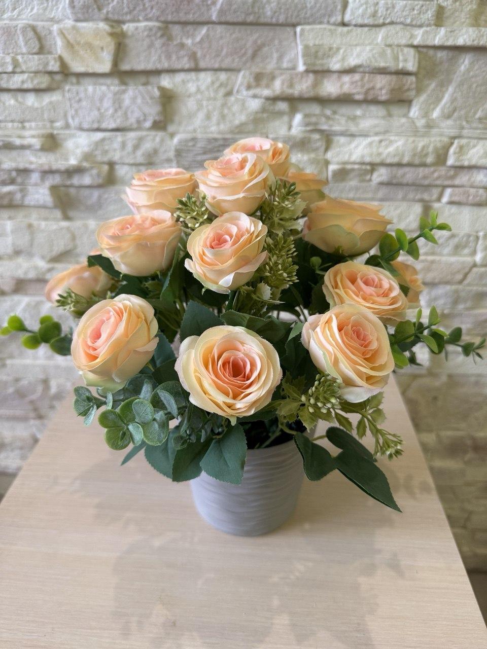Букет розы в кашпо ПЛАСТМАКС Персиковый (R0206) - фото 2