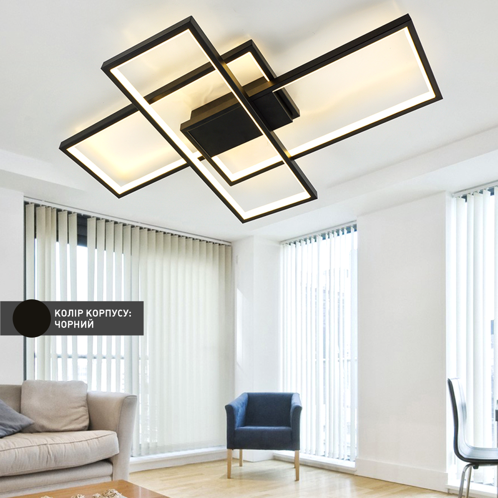 Люстра ESLLSE SVEN 3S 85 Вт LED с пультом 690x470x80 мм Черный (10487) - фото 6