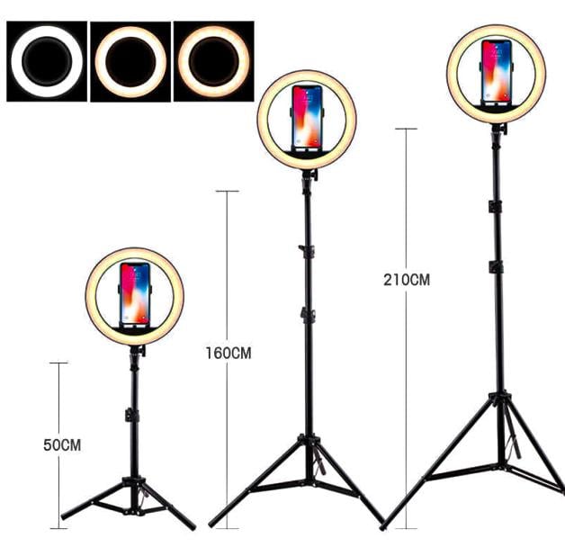 Кільцева LED лампа 33см 25W з тримачем для телефону і Штатив 2 метри набір блогера кільцеве світло Ring Light