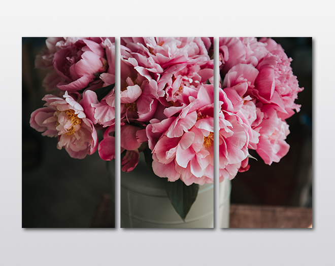 Модульная картина KIL Art Сказочные пионы из трех частей 128x81 см (M3_L_145)