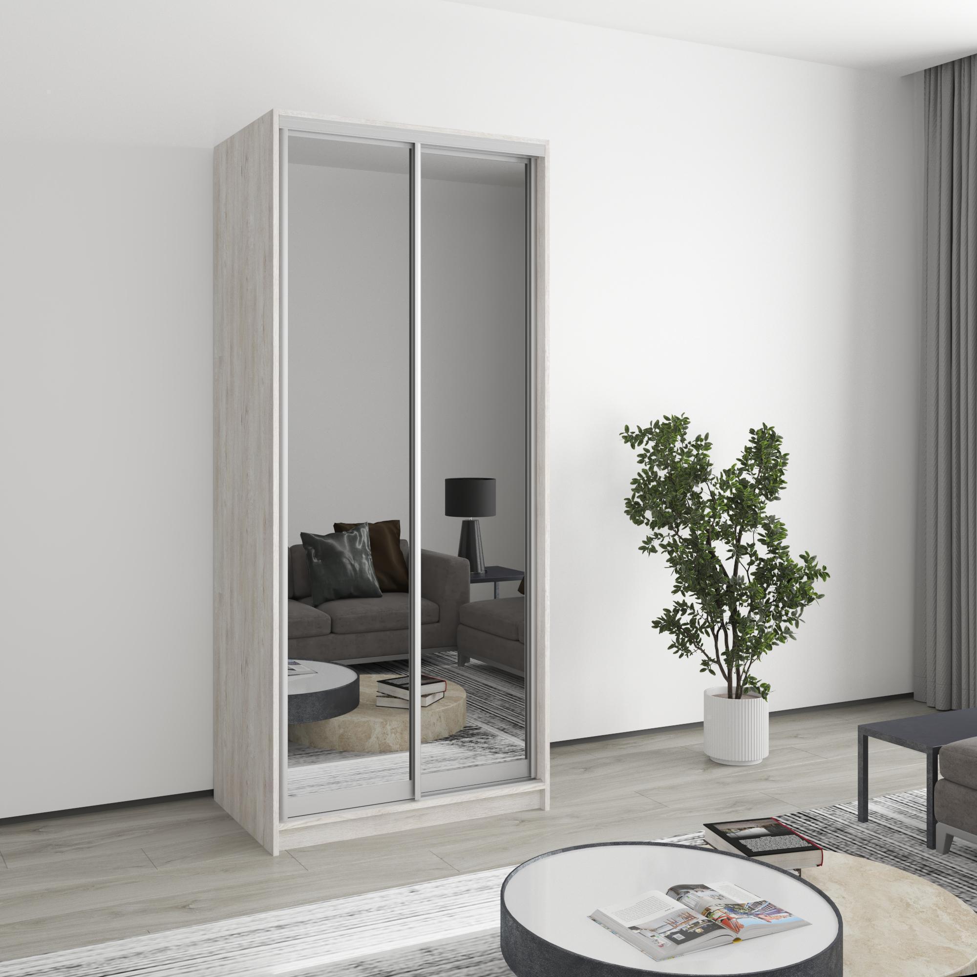 Шкаф-купе двухдверный MebelStar Стандарт AL 2 зеркала 90x45x210 см Аляска серый (MBS-2503) Шкаф-купе двухдверный MebelStar Стандарт AL 2 зеркала 90x45x210 см Аляска серый (MBS-2503)