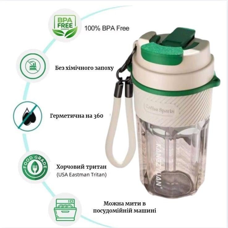 Кружка для горячих и холодных напитков из тритана 550 мл Белый (2659258461) - фото 3