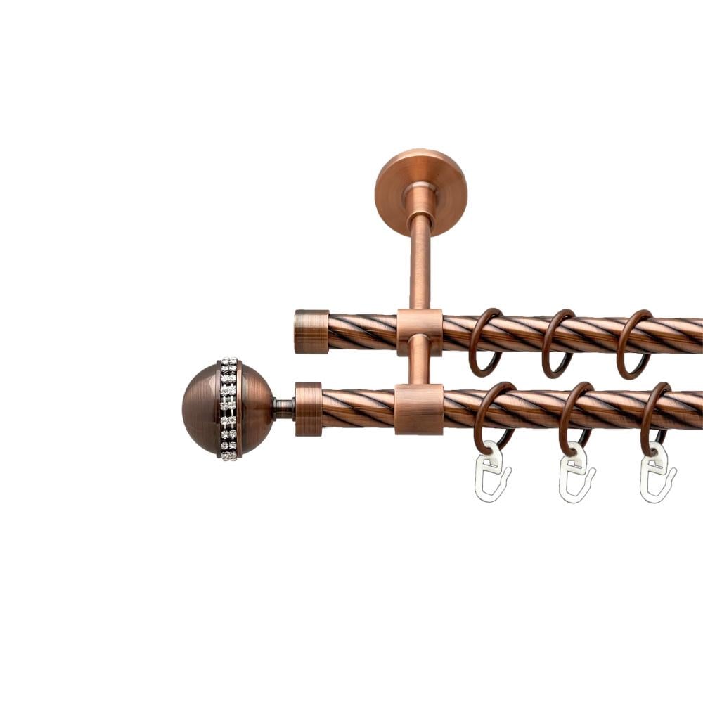 Карниз Orvit Авея металевий дворядний закритий скручена труба кільце металеве 16/16 мм 300 см Мідь (00-00025254)