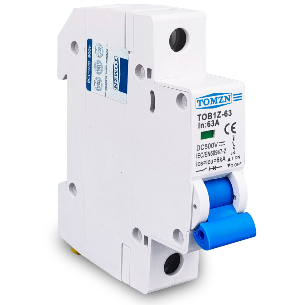 Автоматический выключатель постоянного тока 25 А однополюсный TOMZN TOB1Z‑63 25A 1P DC MCB 500 V (2830046378) - фото 3 Автоматический выключатель постоянного тока 25 А однополюсный TOMZN TOB1Z‑63 25A 1P DC MCB 500 V (2830046378) - фото 3