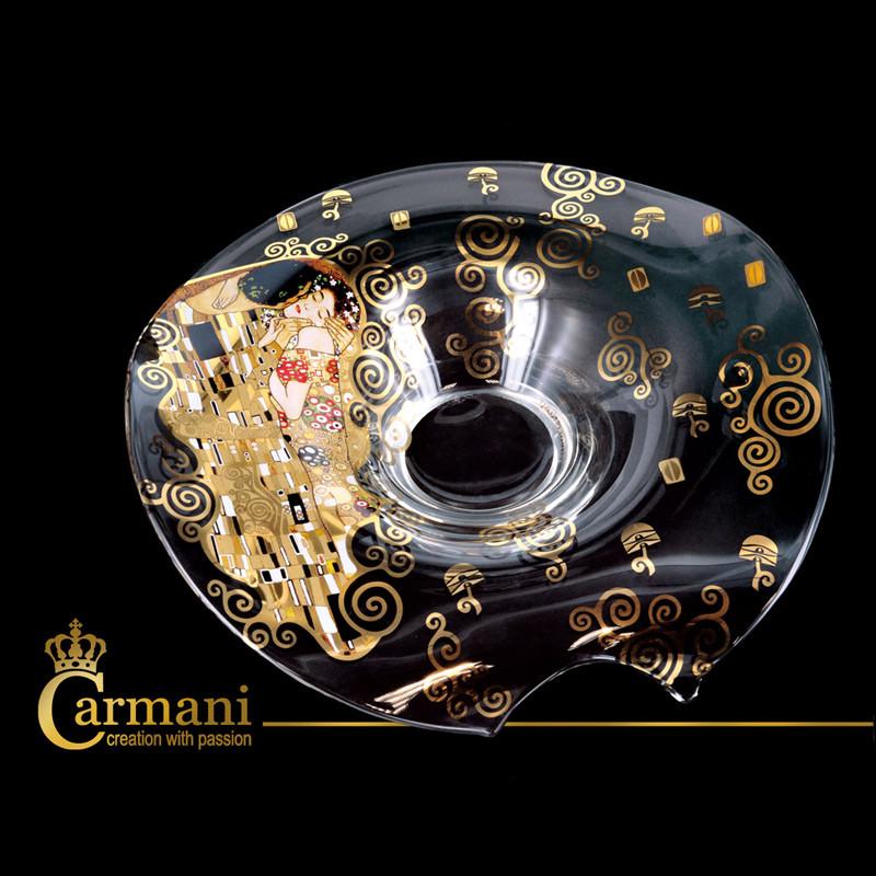 Блюдо стеклянное Carmani Г. Климт Поцелуй h 11 см d 35 см (841-5301) - фото 2