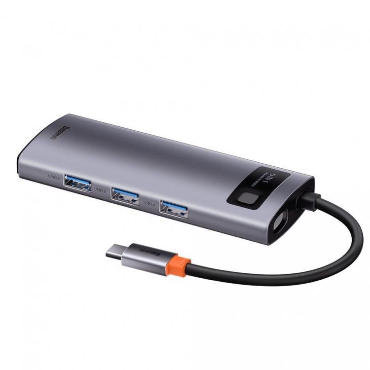 USB-Хаб Baseus Metal Gleam Series 5в1 Type-C на 3xUSB/Type-C PD/HDMI Сірий (CAHUB-CX0G) - фото 5