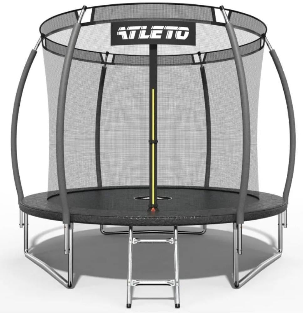 Батут дитячий для вулиці та саду Atleto 8ft 252 см із зовнішньою сіткою та драбиною Чорний (147-76-42400468)