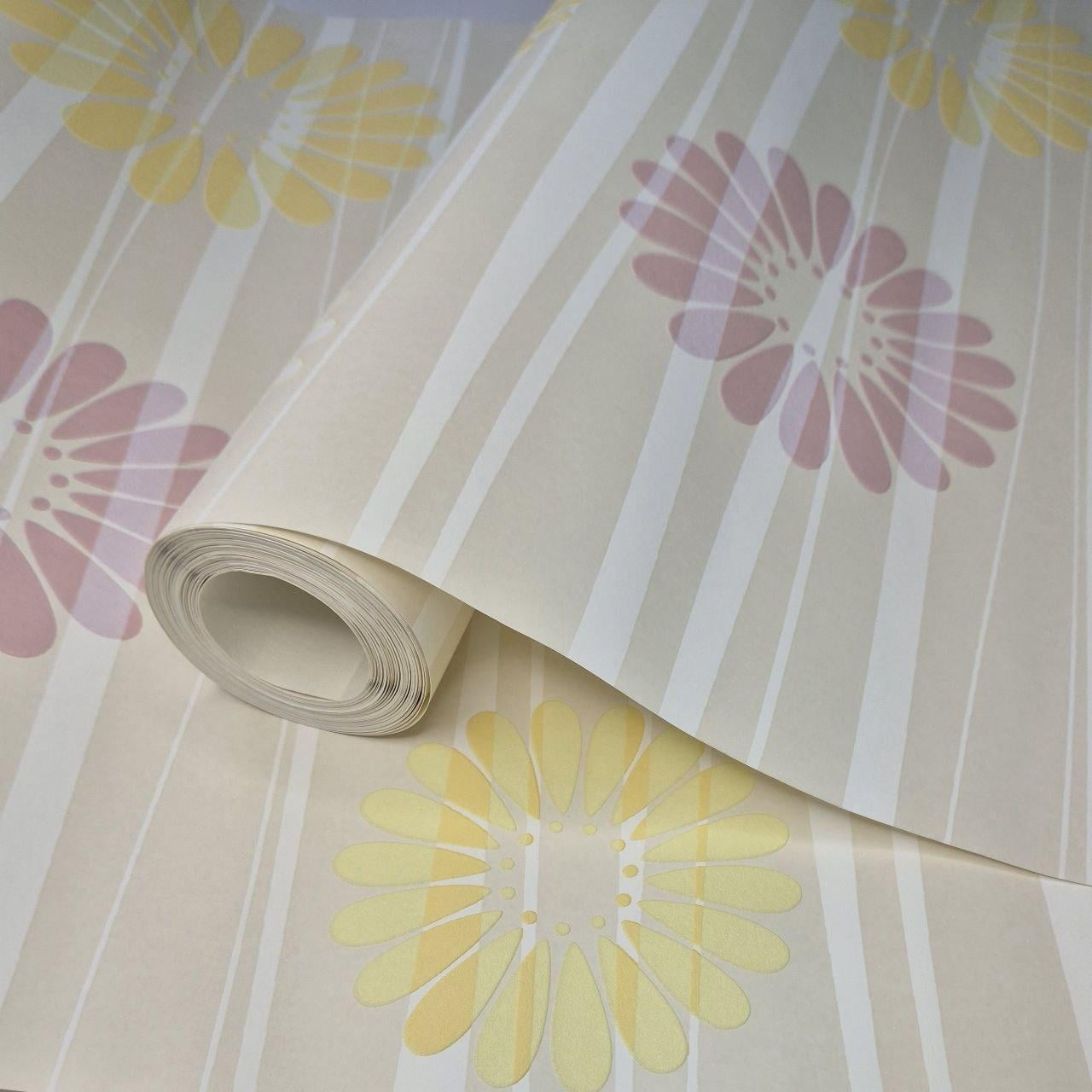 Обои виниловые 53930 с цветами для детской/спальни/кухни/гостиной 10x0,53 м Бежевый (2559204665)