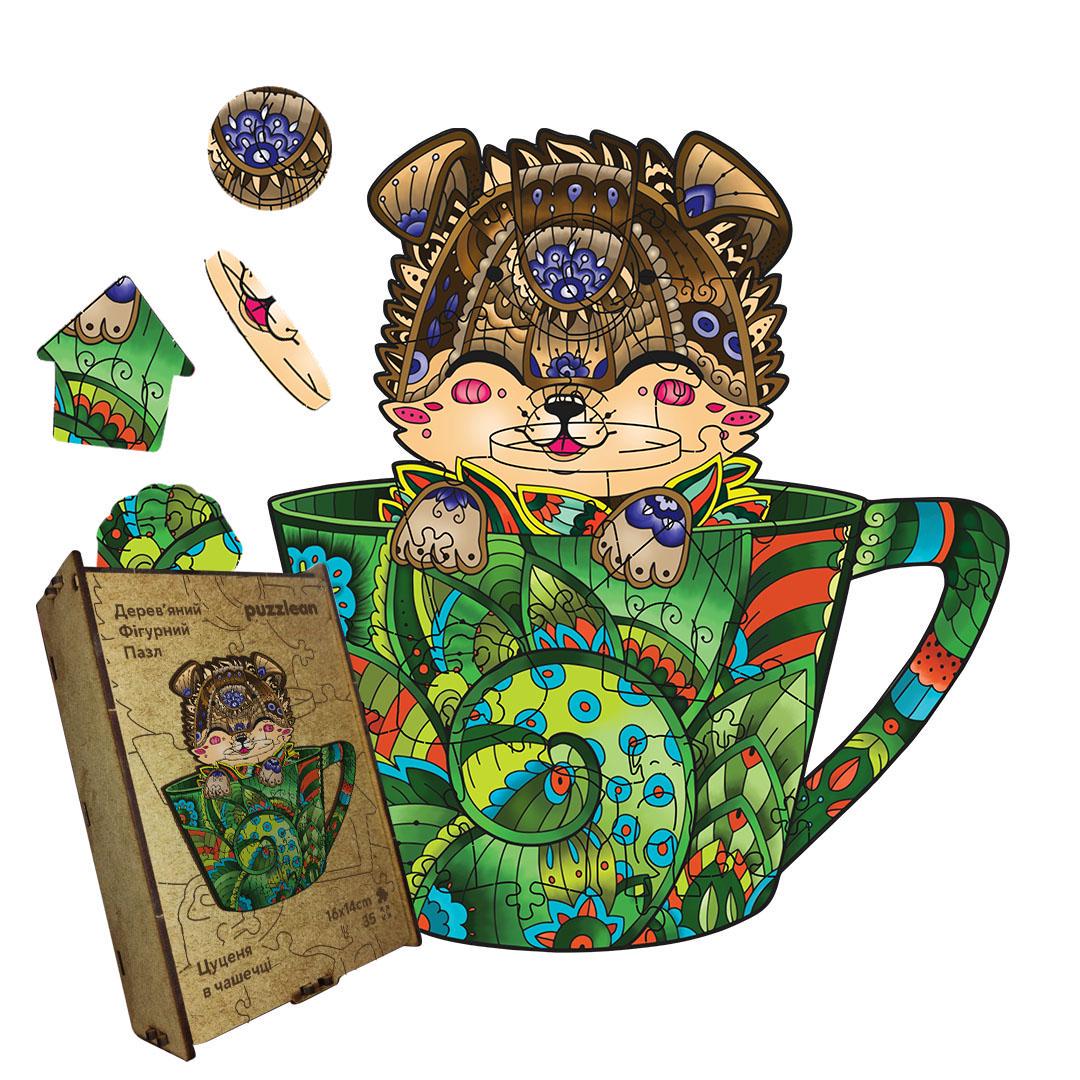 Пазл дерев'яний цуценя в чашечці А1 500+ ел.