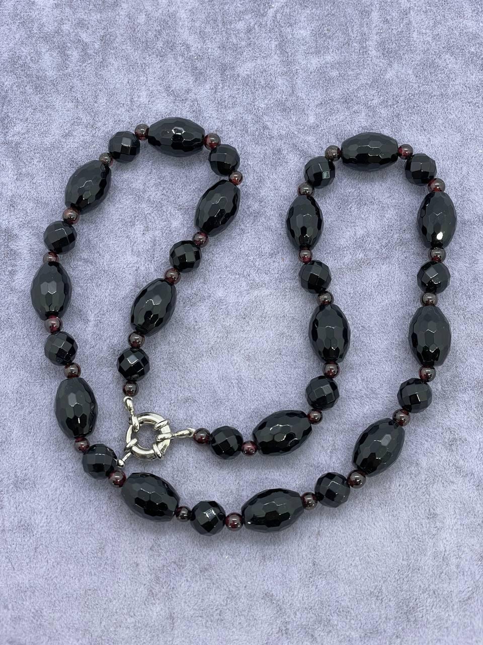 Бусы агат 45 см Черный (666)