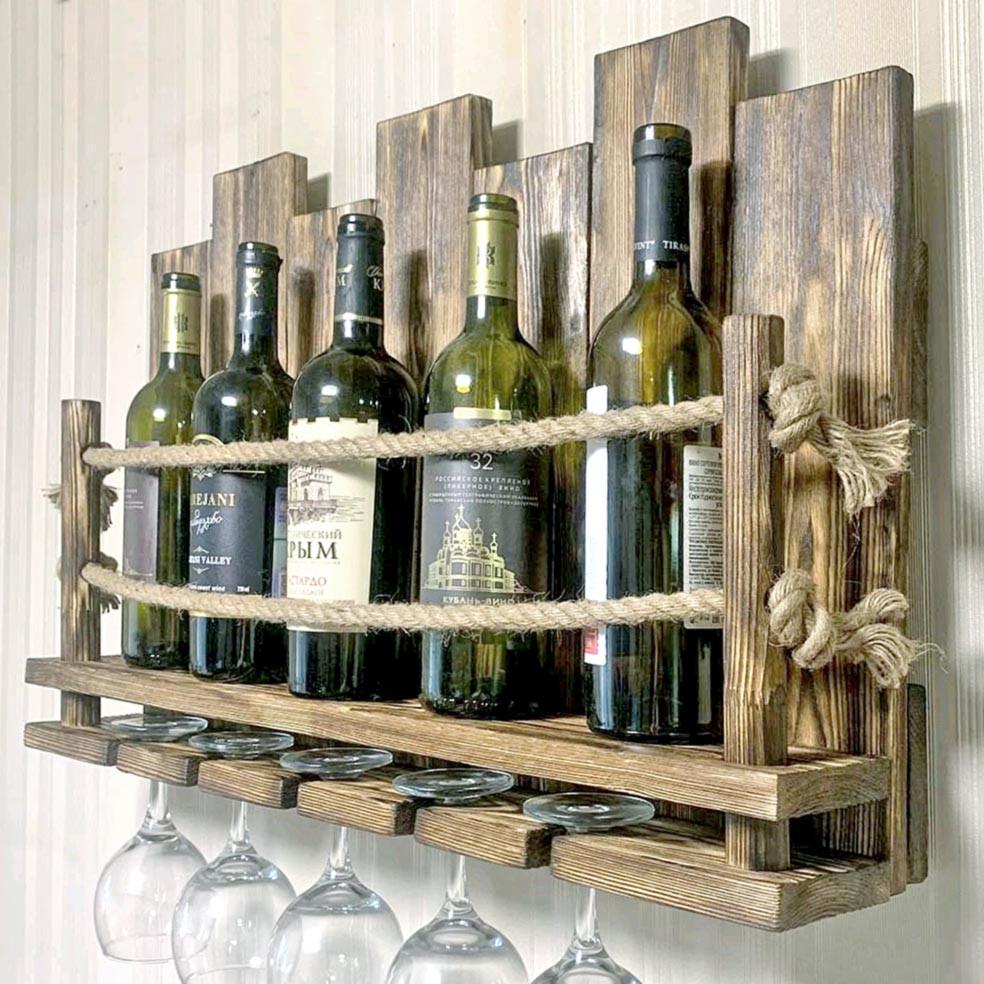 Полка для вина настенная из дерева Тумина Бенгала (ПНК-009127)