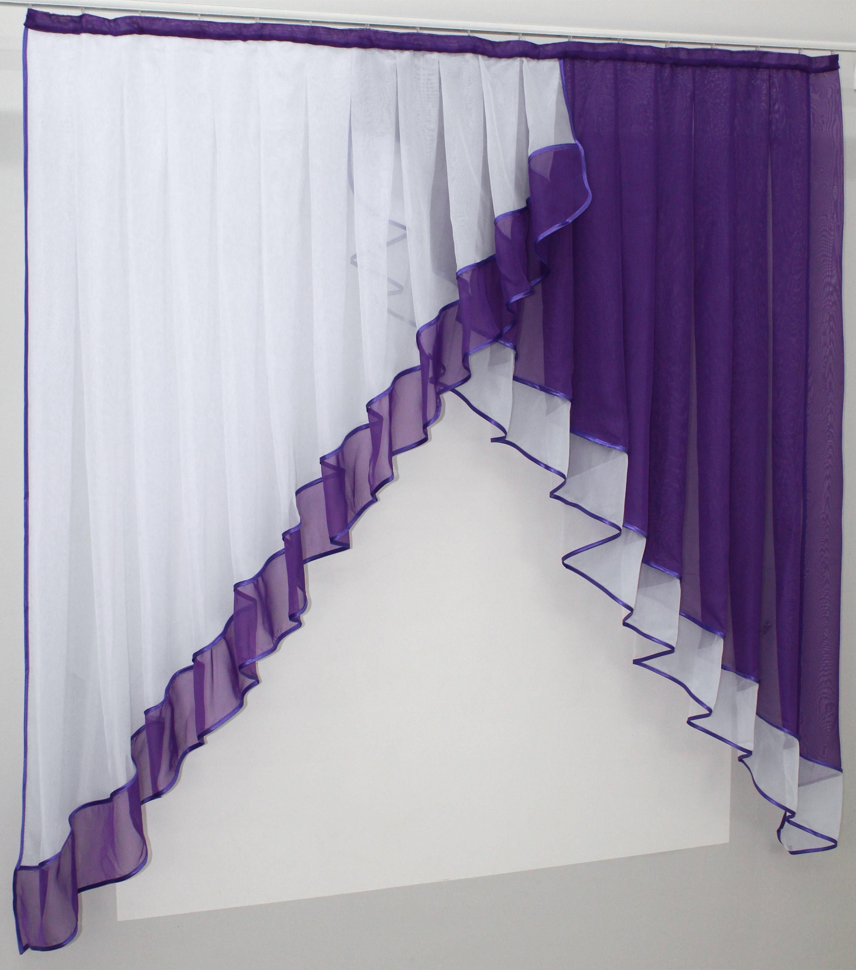 Занавеска кухонная VR-Textil № 023к 150х150 см Белый/Фиолетовый (50-521) - фото 2