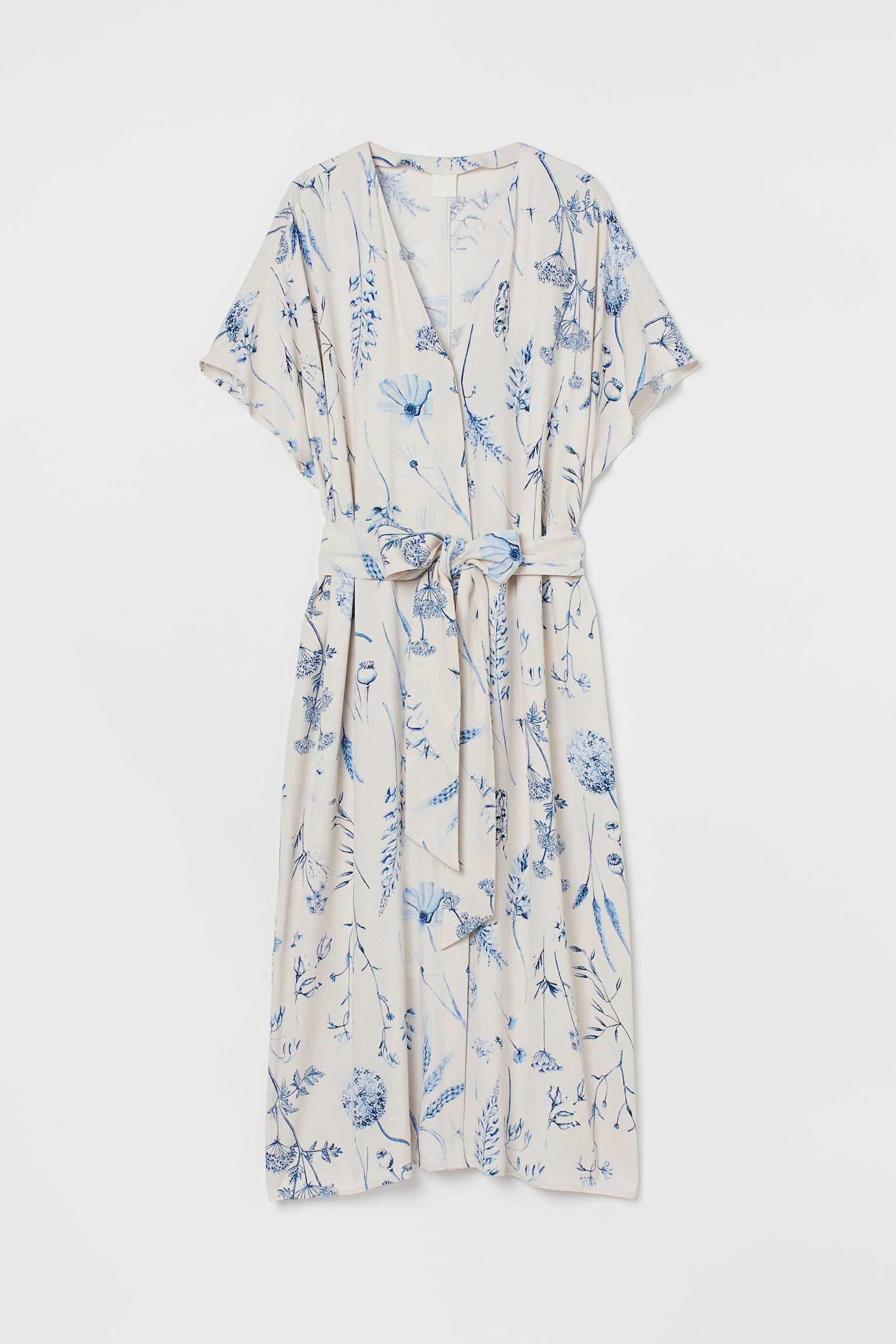 Платье с коротким рукавом S Бежево-синий (9949073wer)