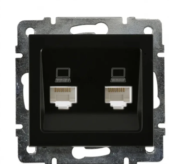 Розетка комп'ютерна подвійна Lezard Rain Антрацитовий (26496764)