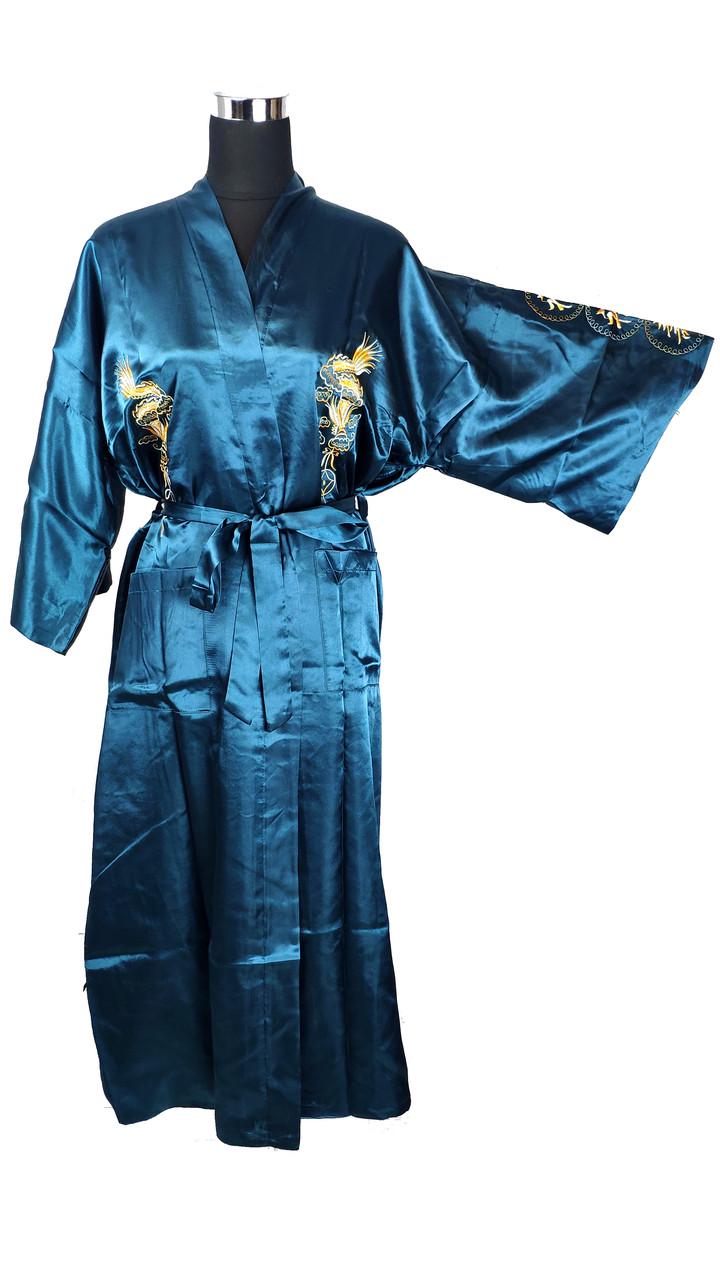 Женский халат с драконом XL-XXL Зеленый (C3705)