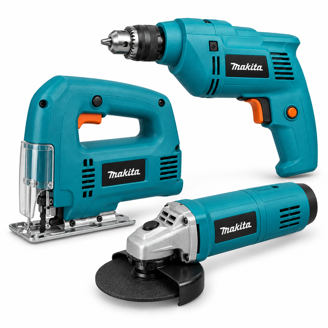Набор электроинструментов Makita 3в1 дрель/лобзик/болгарка Синий (6212)